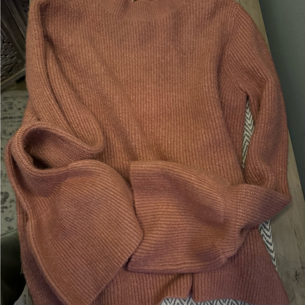 Elegant Women's Rose Bell Sleeve Turtleneck Sweater - Picture 2 of 7